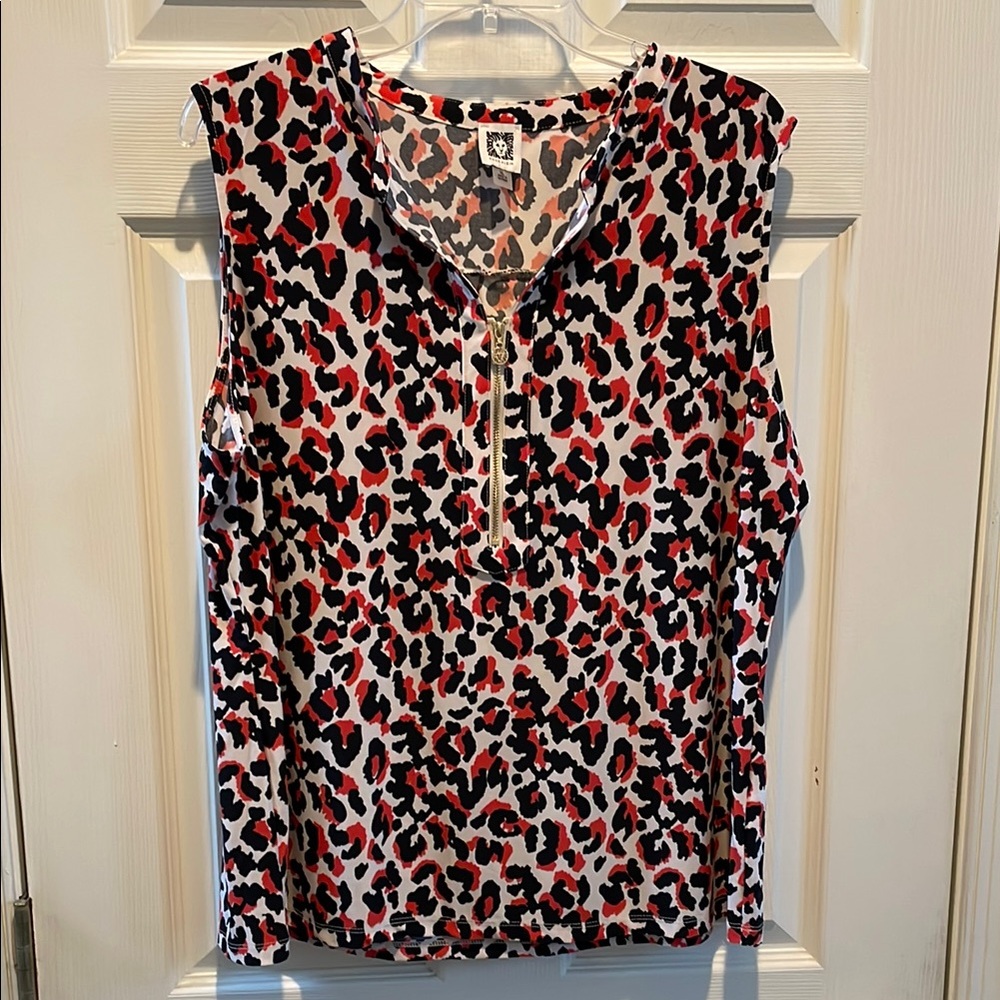 Anne Klein Leopard Print Sleeveless Top - Size XL